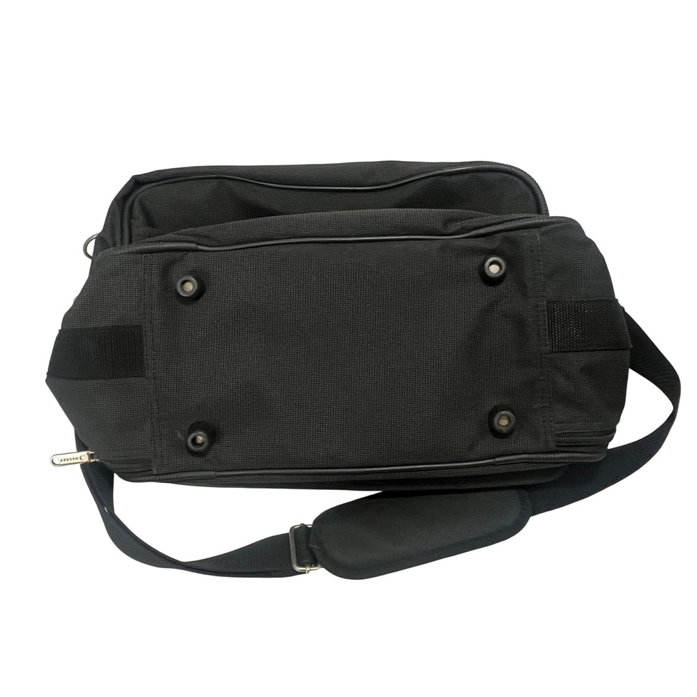 Delsey Black Helium Briefcase Laptop Travel Bag Heavy Canvas Carry Strap Handle - Picture 4 of 10